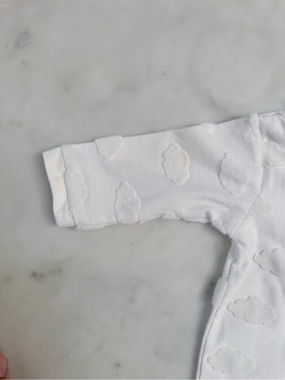Jacadi White Cloud Embossed Footed One-Piece